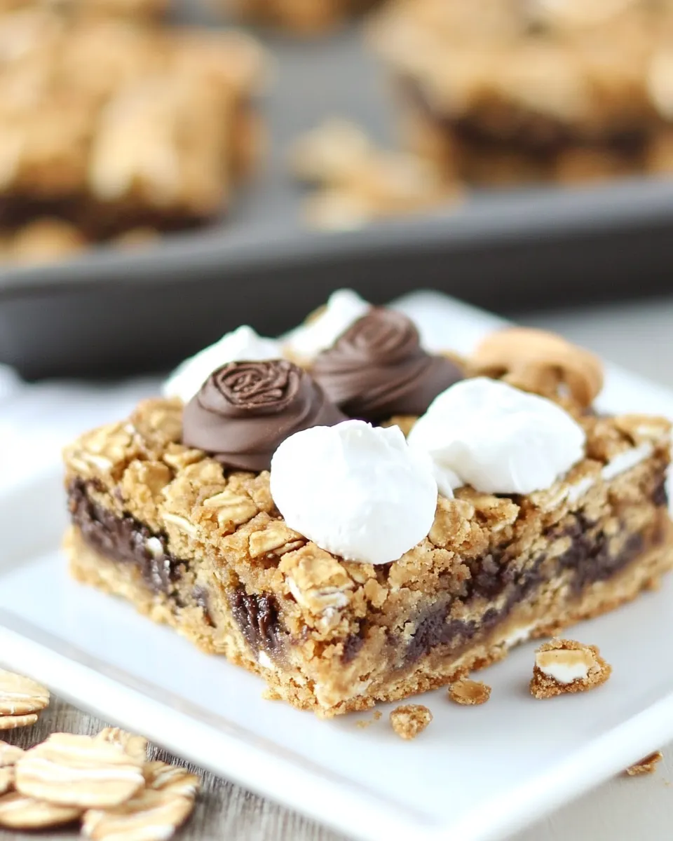 Homemade Reeses Peanut Butter Smores Oatmeal Cookie Bars photo