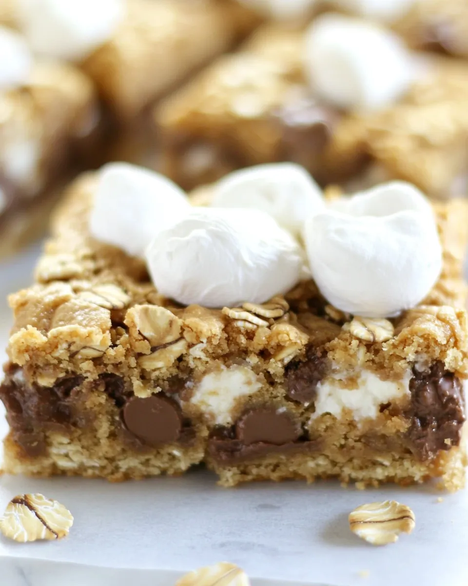 Easy Reeses Peanut Butter Smores Oatmeal Cookie Bars recipe photo