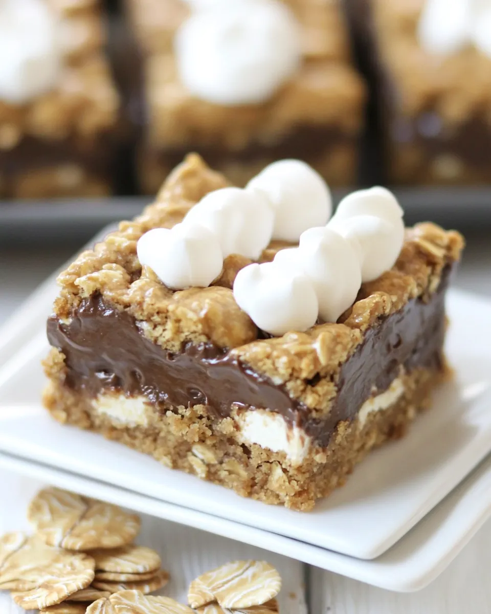 Delicious Reeses Peanut Butter Smores Oatmeal Cookie Bars shot
