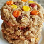 Homemade Reeses Pieces Peanut Butter Oatmeal Cookies photo