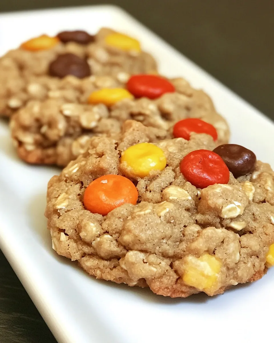 Delicious Reeses Pieces Peanut Butter Oatmeal Cookies recipe photo