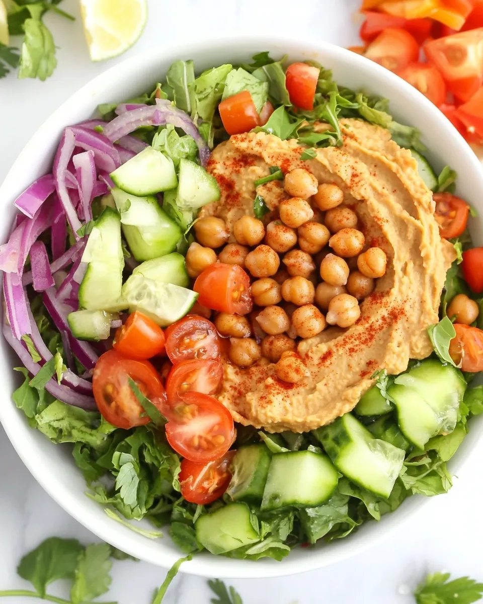 Easy Roasted Chickpea Salad with Hummus photo