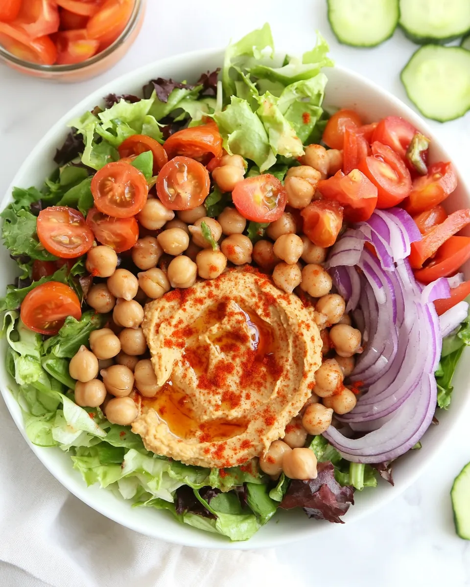 Delicious Roasted Chickpea Salad with Hummus image