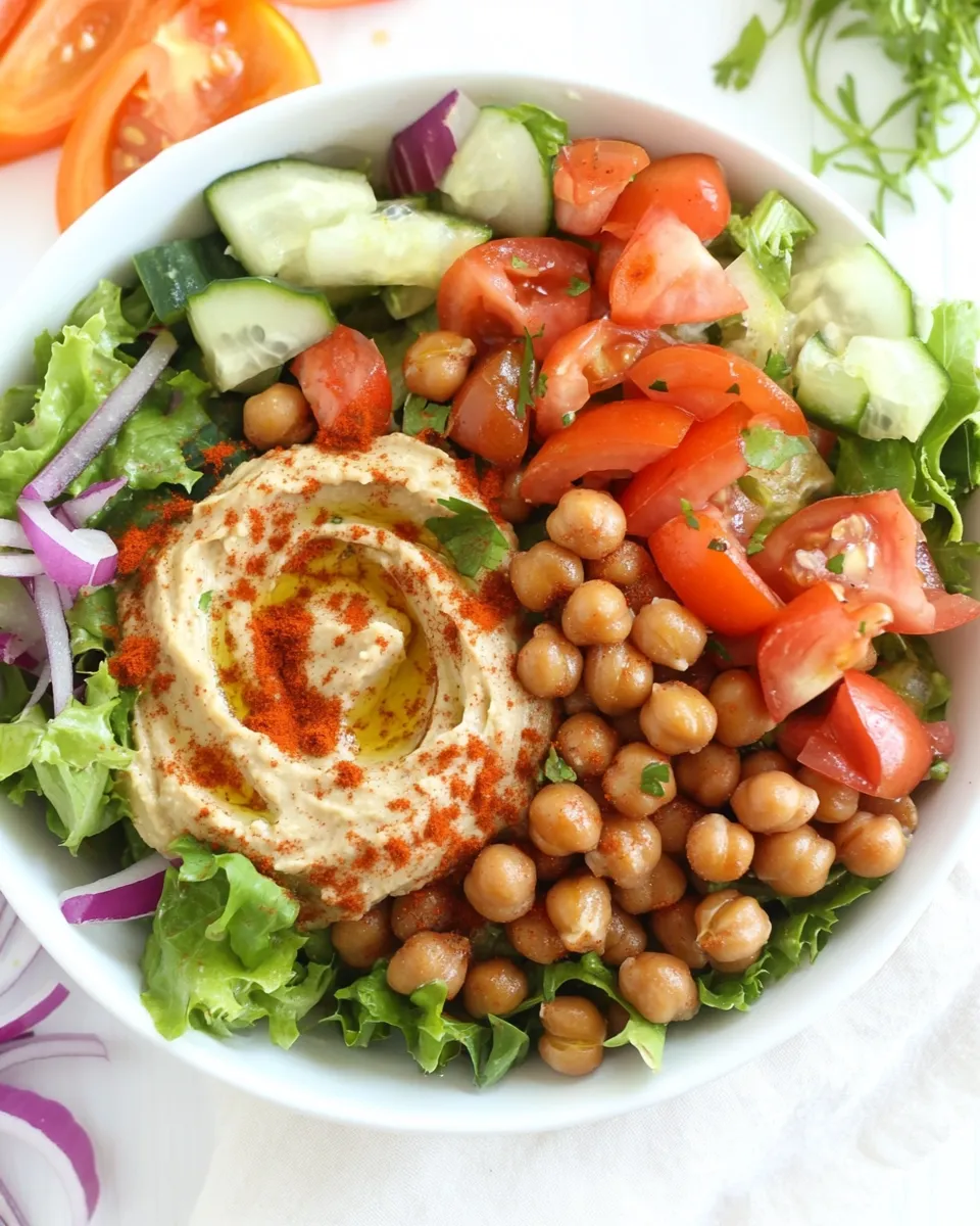 Healthy Roasted Chickpea Salad with Hummus recipe photo