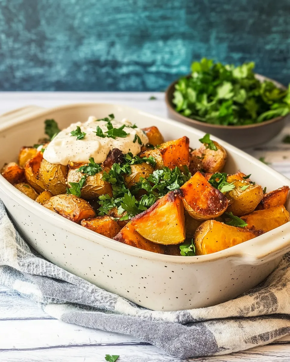 Easy Roasted Potatoes with Tahini Yogurt Sauce recipe photo