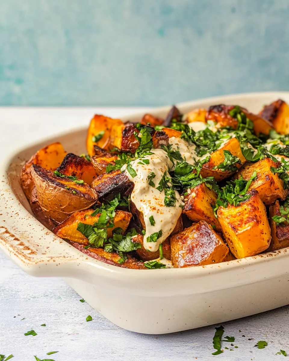 Delicious Roasted Potatoes with Tahini Yogurt Sauce dish photo