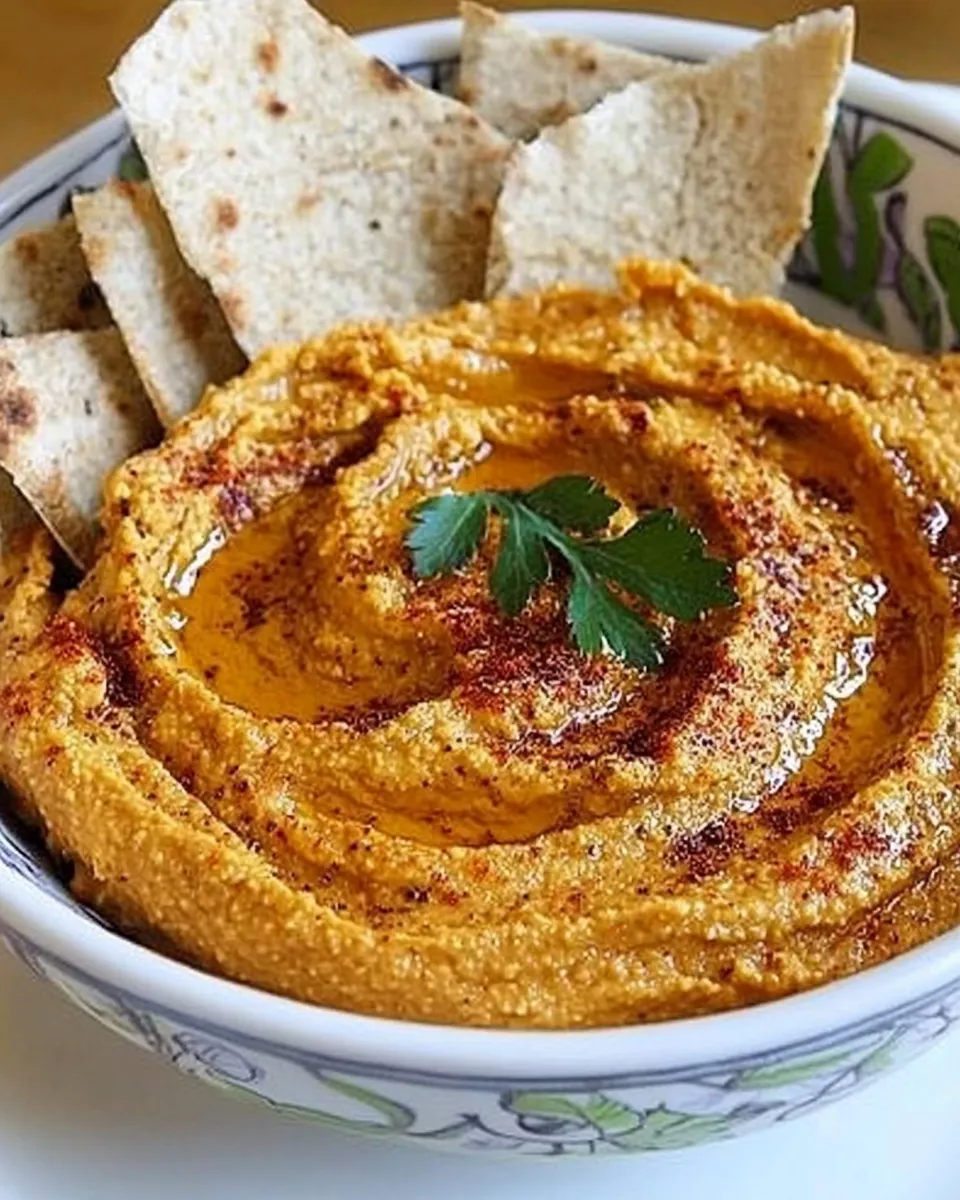 Savory Roasted Tomato Hummus shot