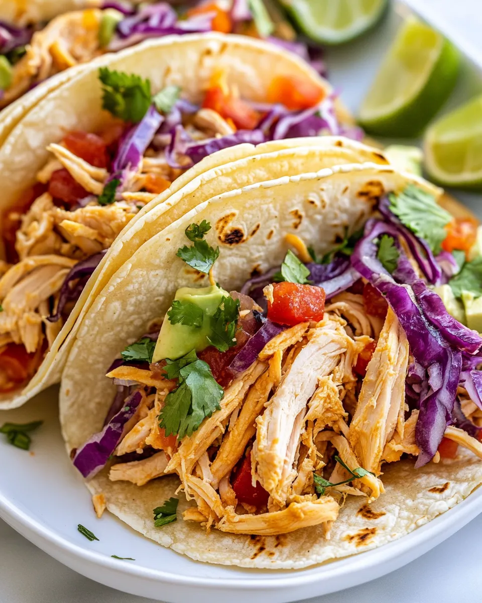 Delicious Rotisserie Chicken Tacos food shot