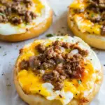 Homemade Sausage, Egg & Cheese Bagel Pizzas photo