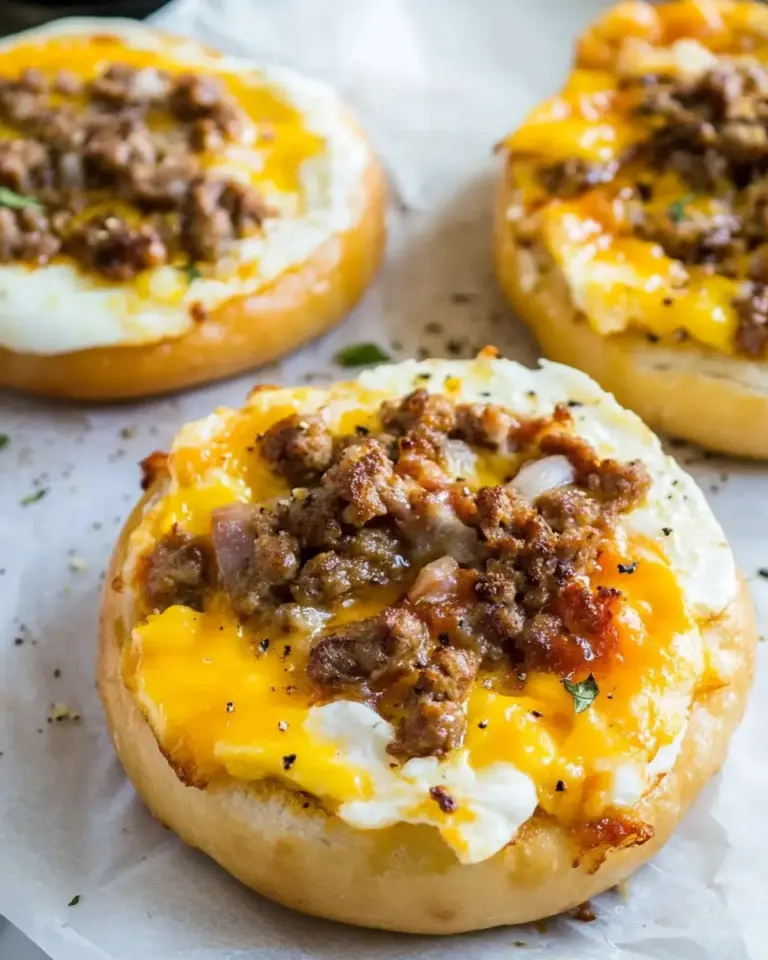 Homemade Sausage, Egg & Cheese Bagel Pizzas photo
