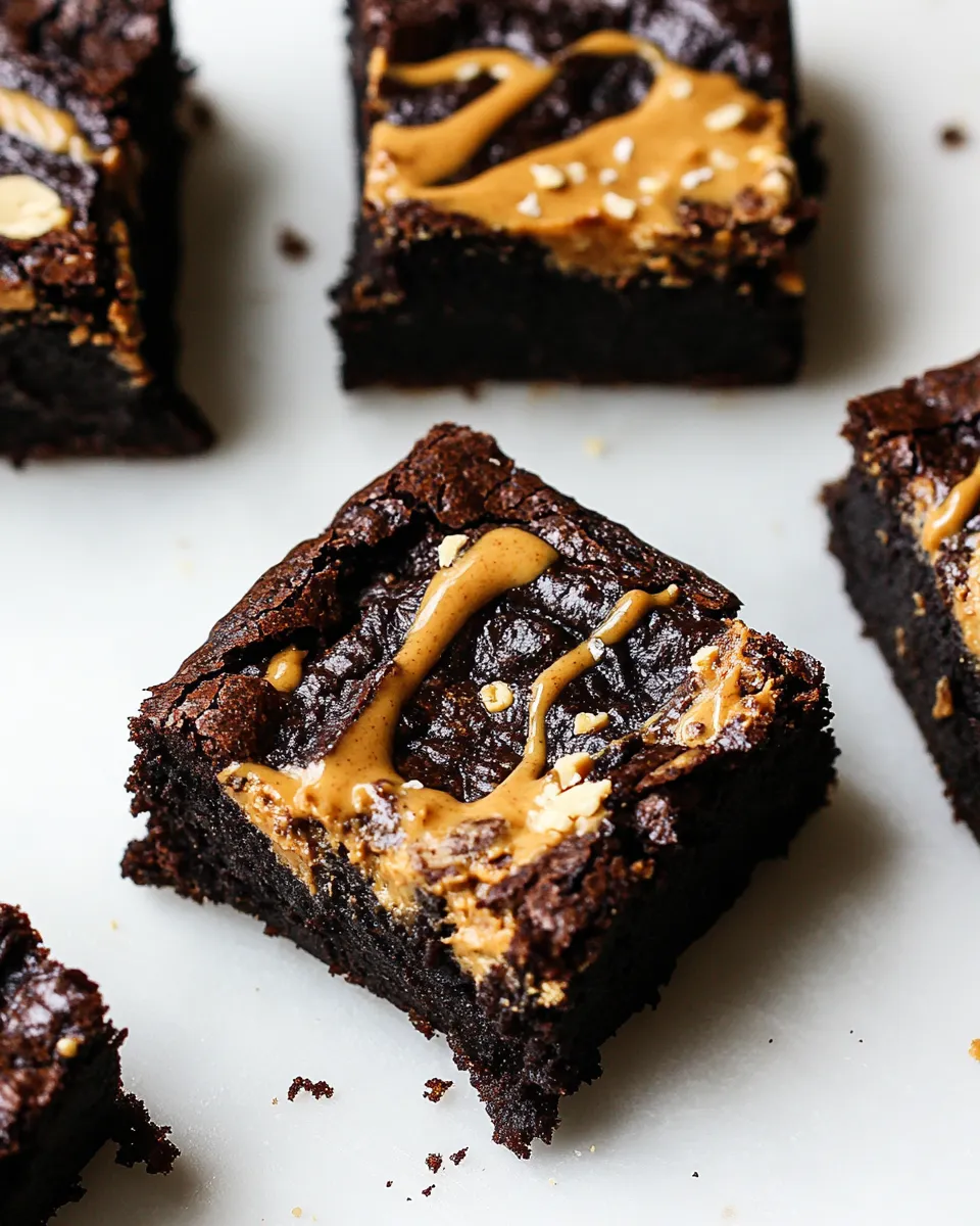 Classic Seriously Fudgy Vegan & Grain-Free Brownies with Peanut Butter image