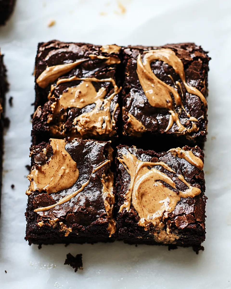 Delicious Seriously Fudgy Vegan & Grain-Free Brownies with Peanut Butter recipe photo