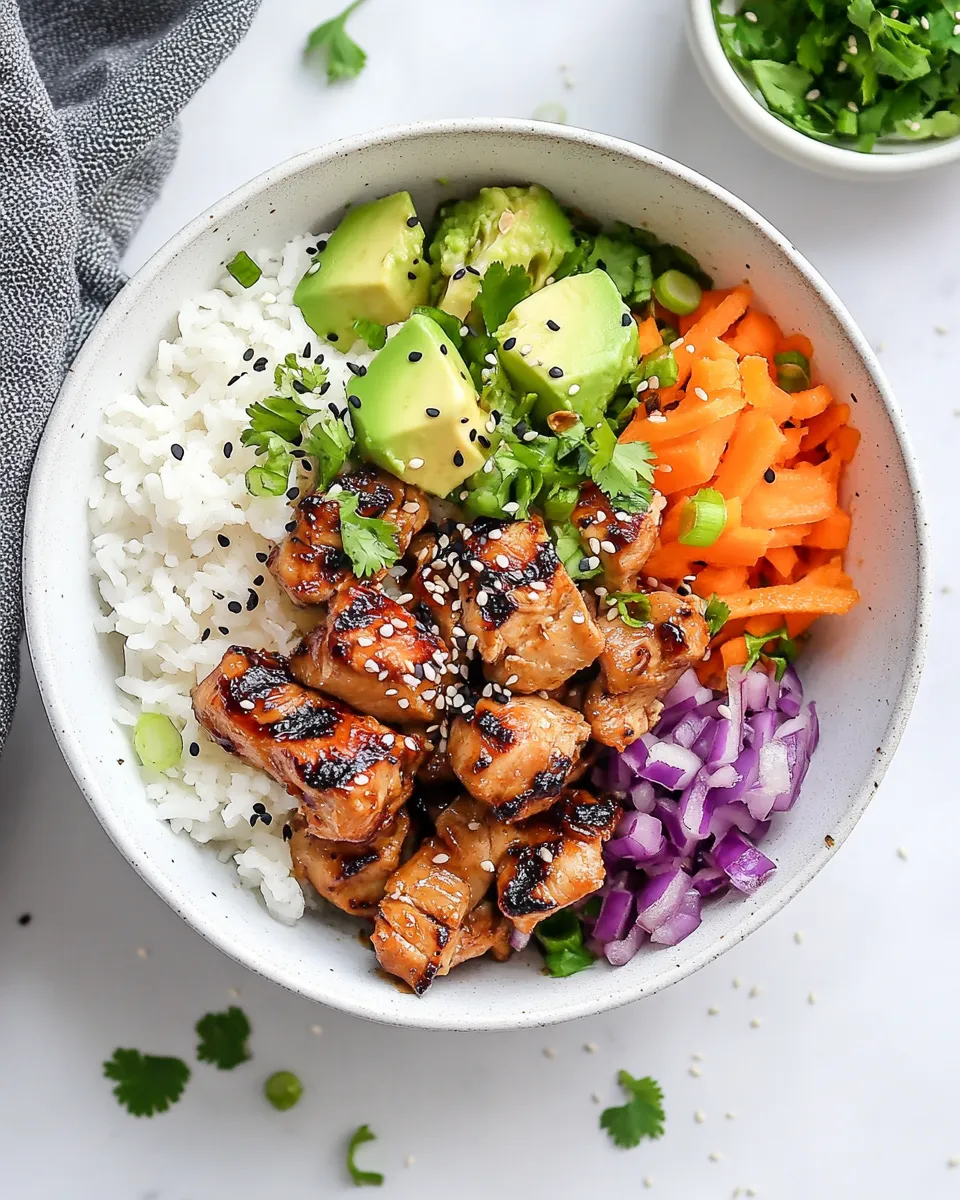 Tasty Sesame Soy Chicken with Coconut Rice. shot