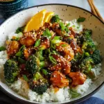 Classic Sheet Pan Chili Ginger Orange Chicken and Broccoli. recipe image