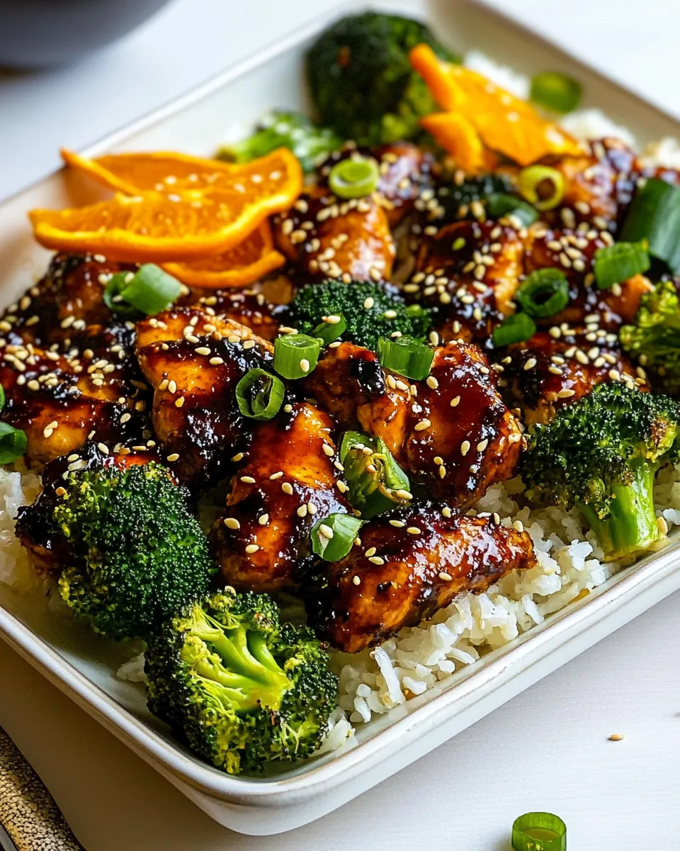 Easy Sheet Pan Chili Ginger Orange Chicken and Broccoli. photo