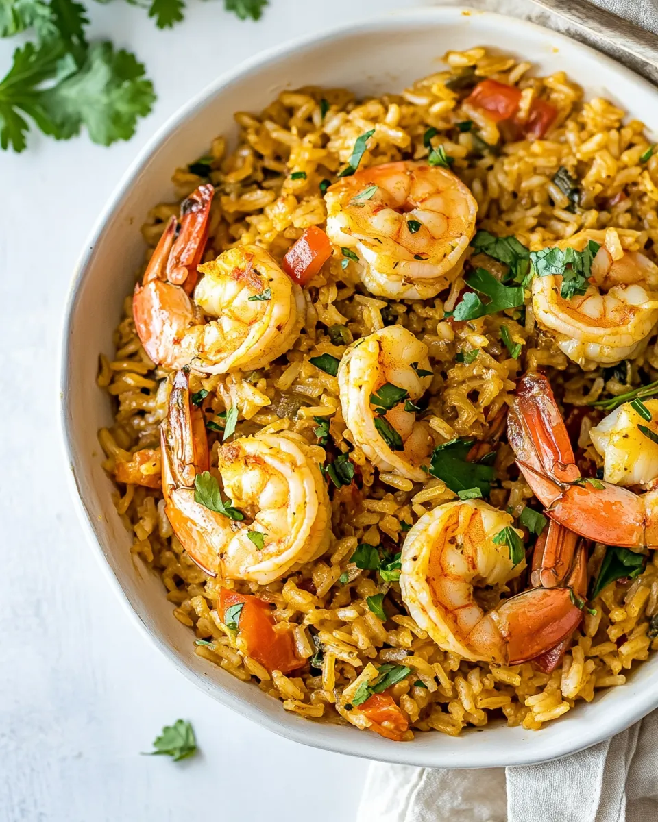 Delicious Shrimp and Rice (Arroz Con Camarones) shot