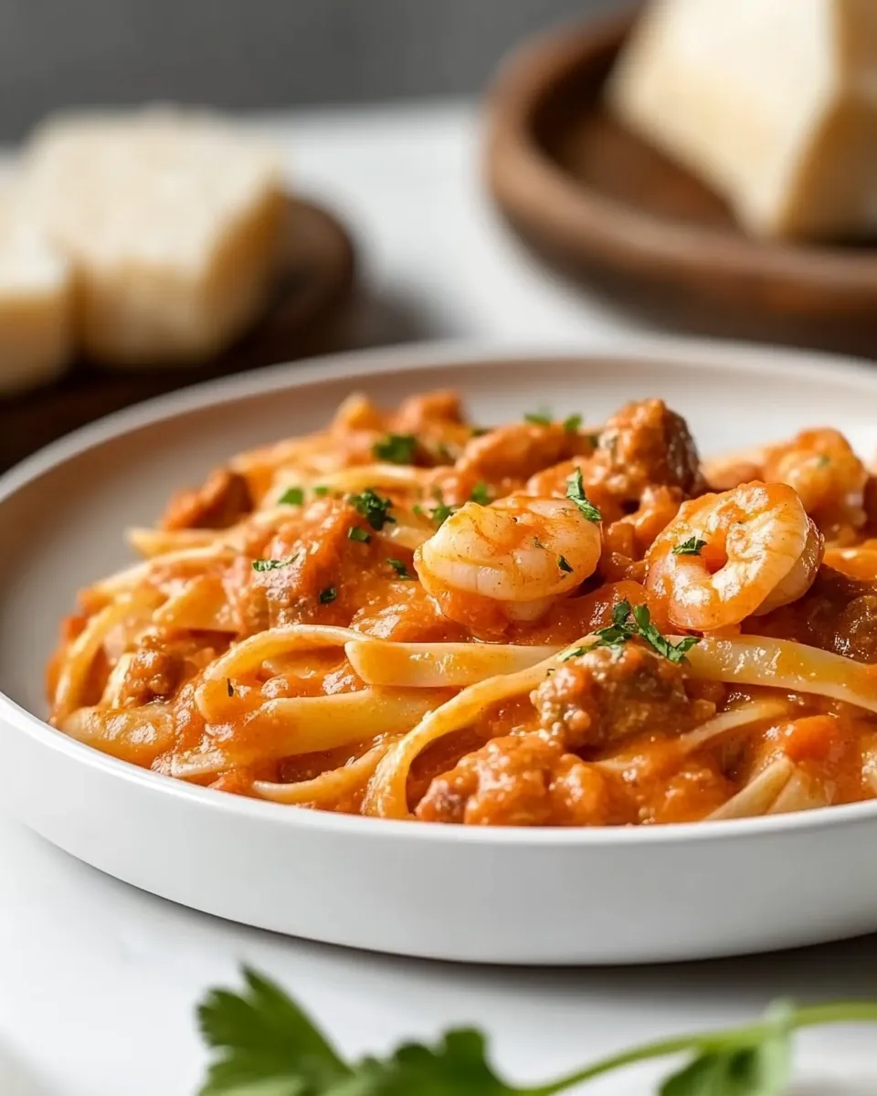 Delicious Shrimp and Sausage Pasta Red Sauce image