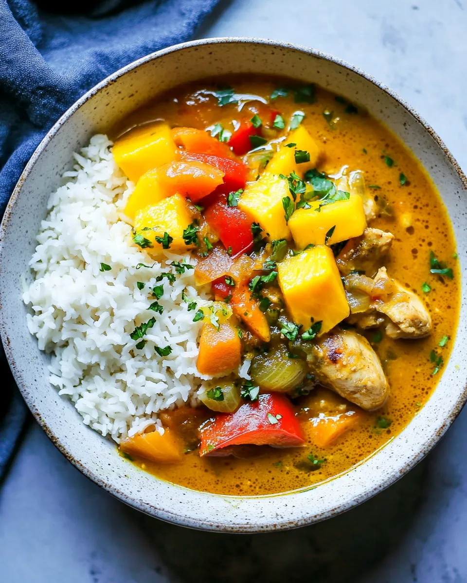 Homemade Slow-Cooker Mango-Chicken Curry dish photo