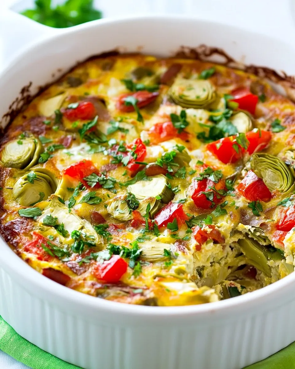 Delicious Slow Cooker Breakfast Casserole with Artichokes shot