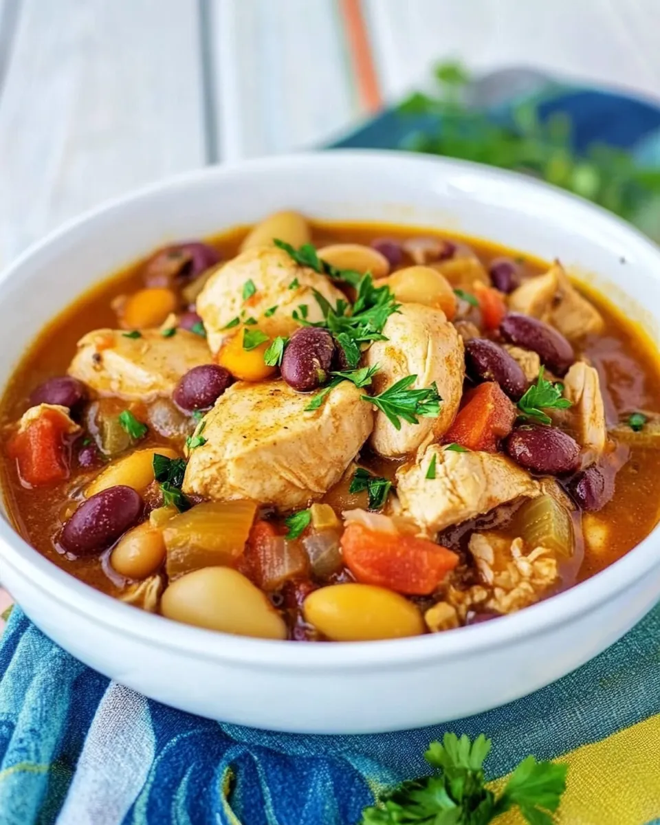 Easy Slow Cooker Chicken and Bean Stew food shot
