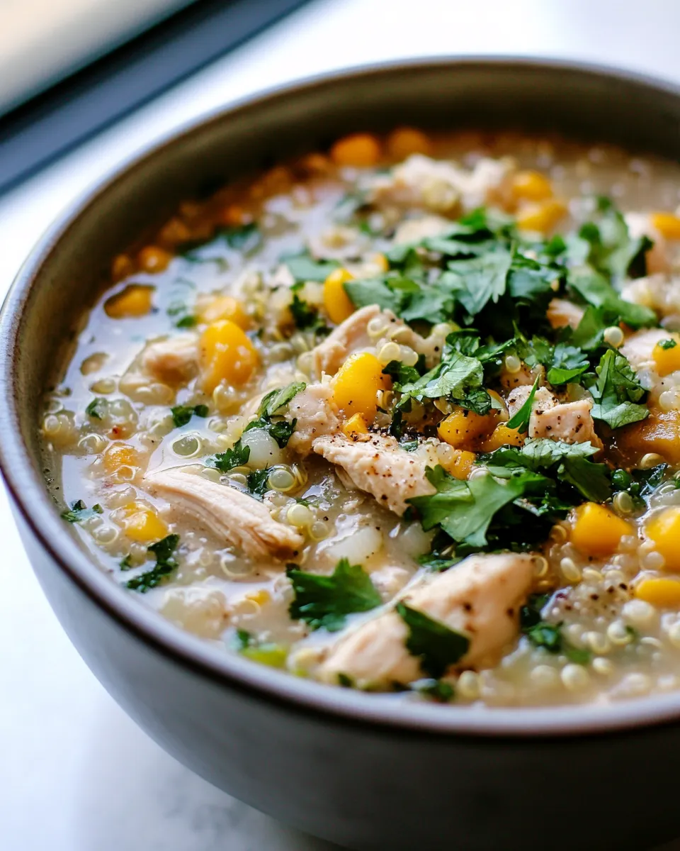 Classic Slow Cooker White Chicken Quinoa Chili dish photo