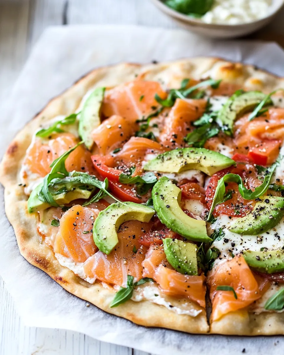 Classic Smoked Salmon and Avocado Pizza dish photo