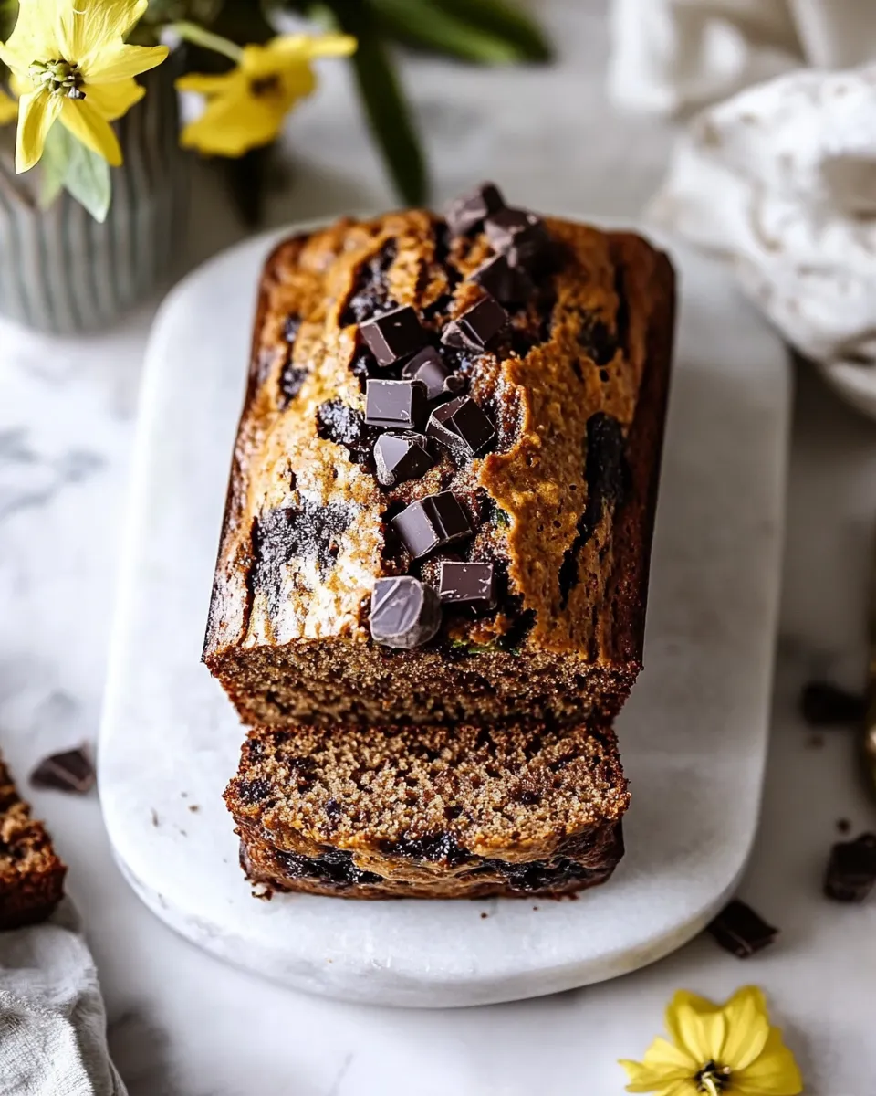 Classic Sneaky Zucchini Chocolate Chunk Coconut Bread. shot
