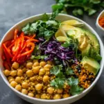 Homemade Spicy Chickpea Freekeh Buddha Bowl photo
