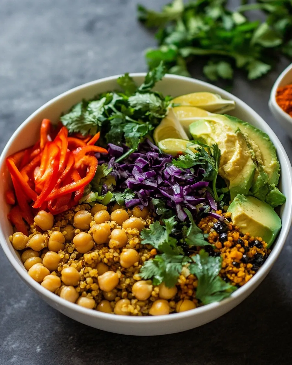 Homemade Spicy Chickpea Freekeh Buddha Bowl photo