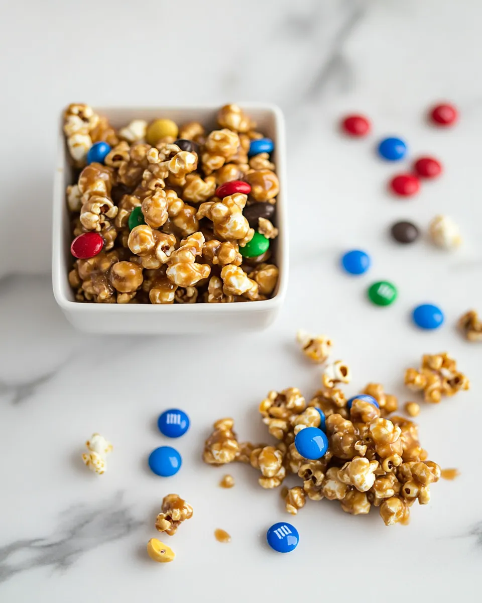 Delicious Spicy caramel popcorn with peanut M&Ms recipe photo