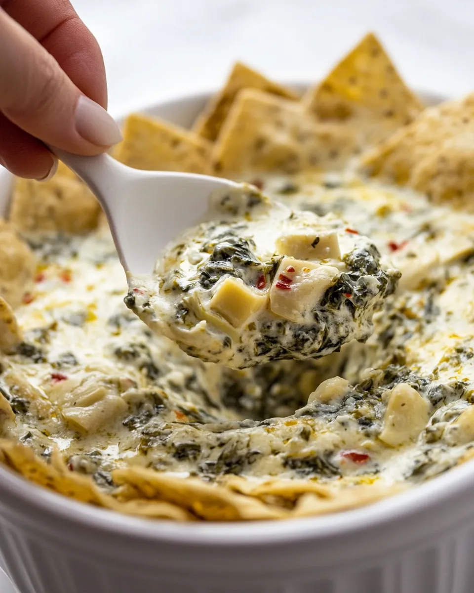 Delicious Spinach Artichoke Dip (Crock Pot) food shot