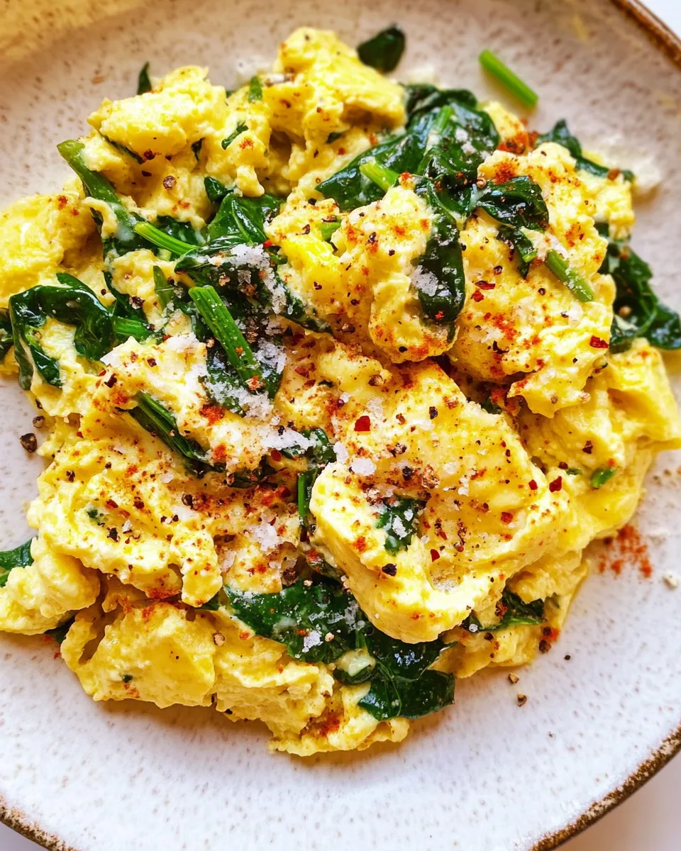 Healthy Spinach Scrambled Eggs dish photo