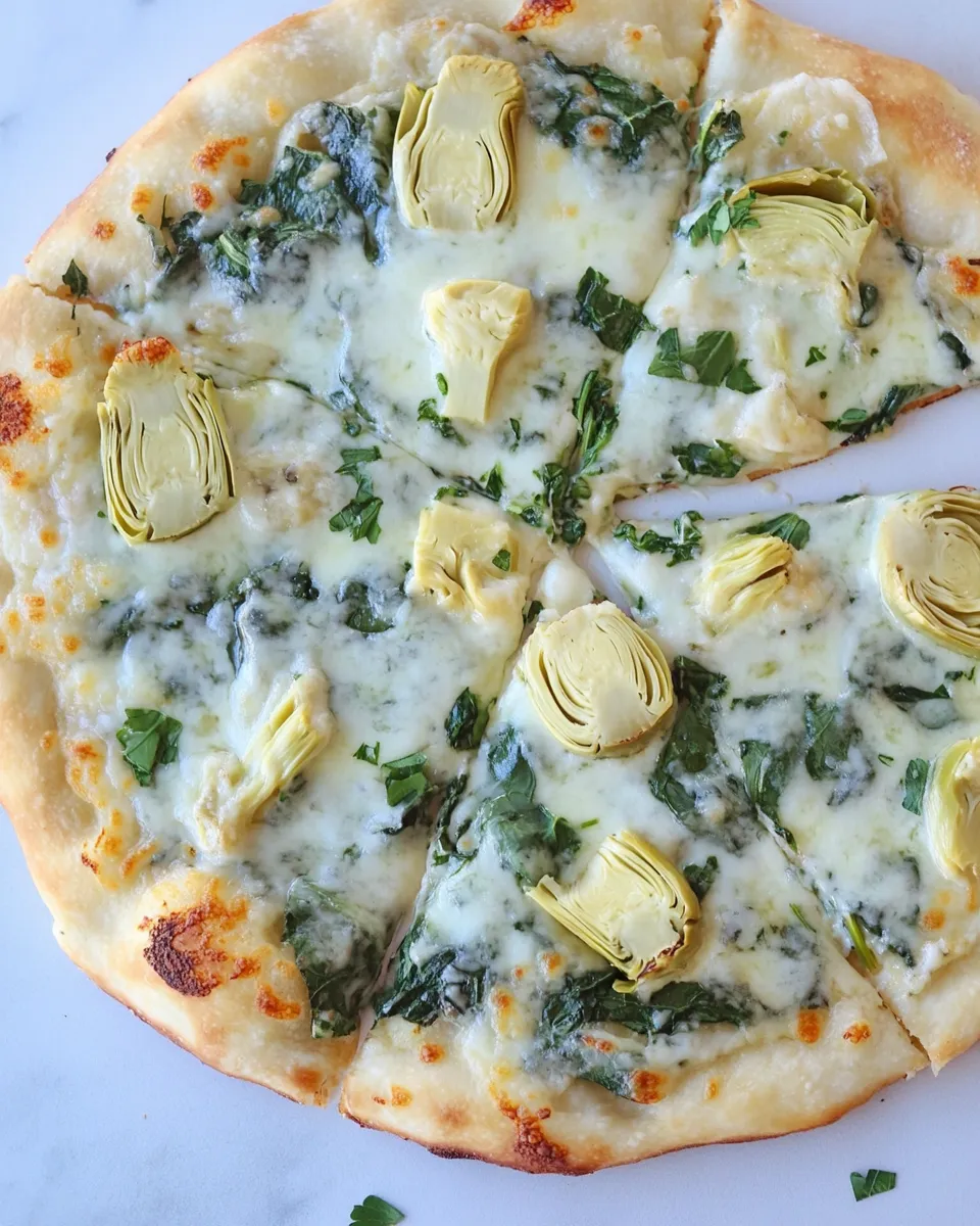Savory Spinach and Artichoke Pizza shot