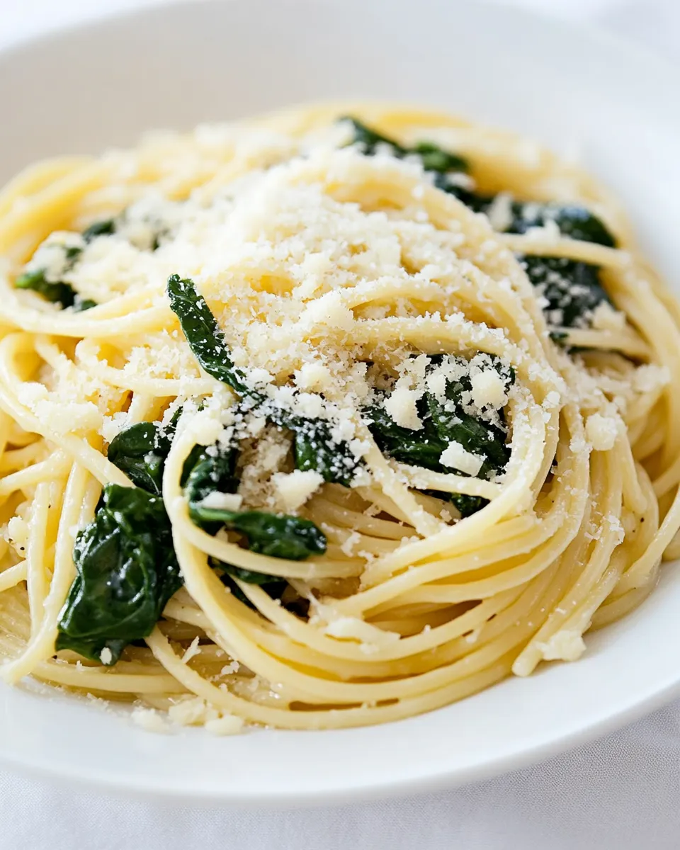 Easy Spinach and Garlic Spaghetti with Pecorino recipe photo