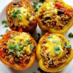 Homemade Stuffed Bell Peppers with Mexican Rice photo