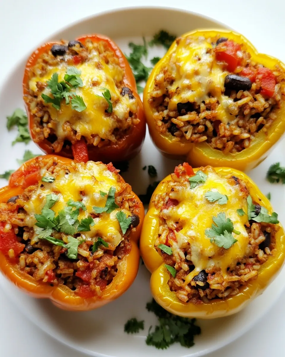 Homemade Stuffed Bell Peppers with Mexican Rice photo
