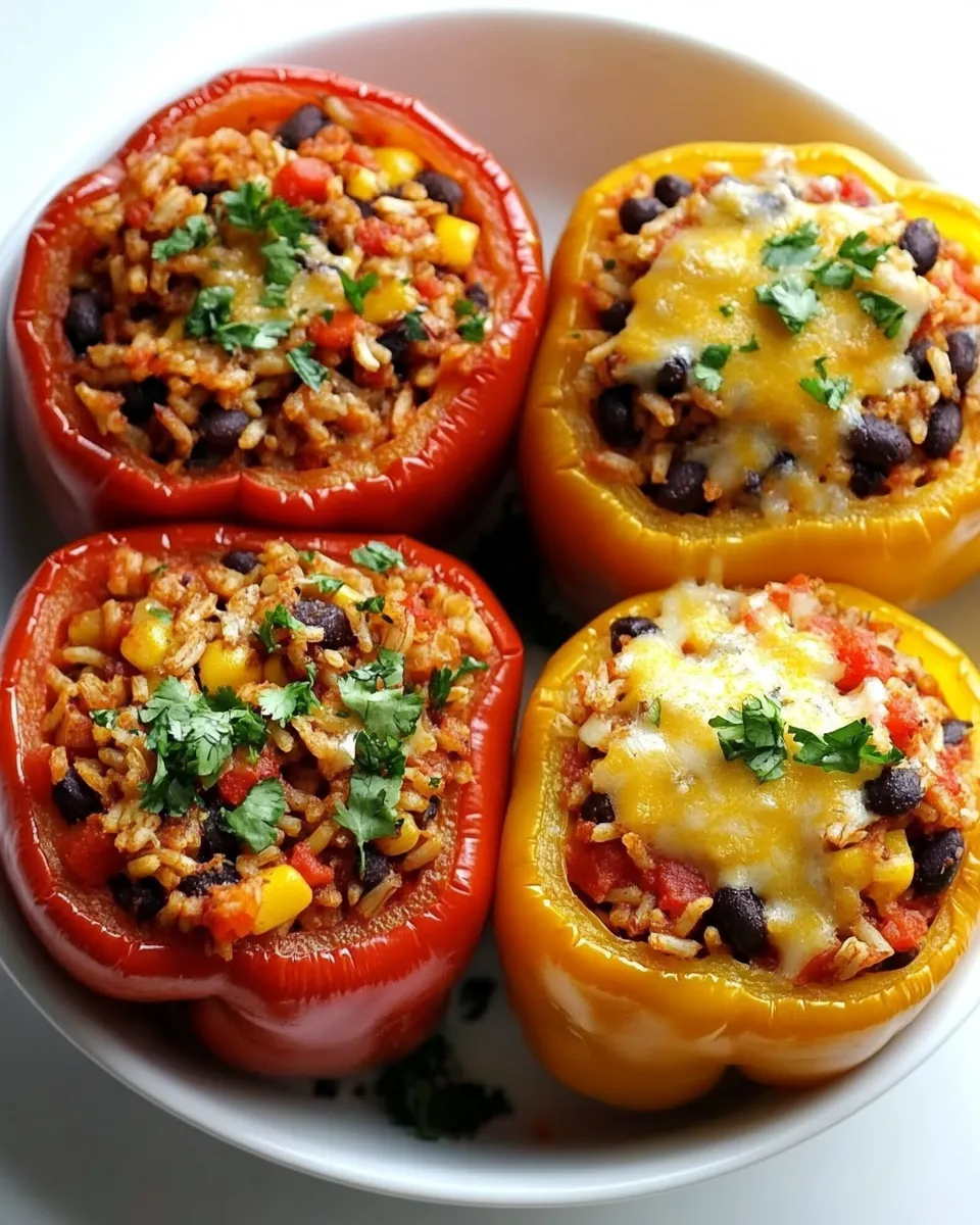 Delicious Stuffed Bell Peppers with Mexican Rice shot