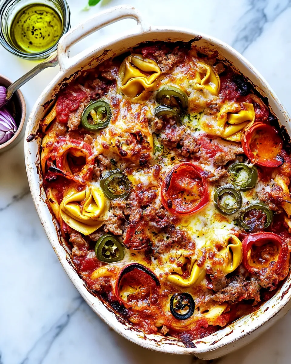 Easy Supreme Pizza Tortellini Bake recipe photo
