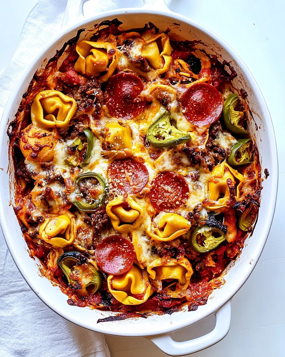 Delicious Supreme Pizza Tortellini Bake shot