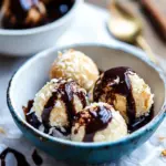 Savory Sweet Cuban Coconut Balls with Melted Chocolate (Coquito Acaramelado). shot