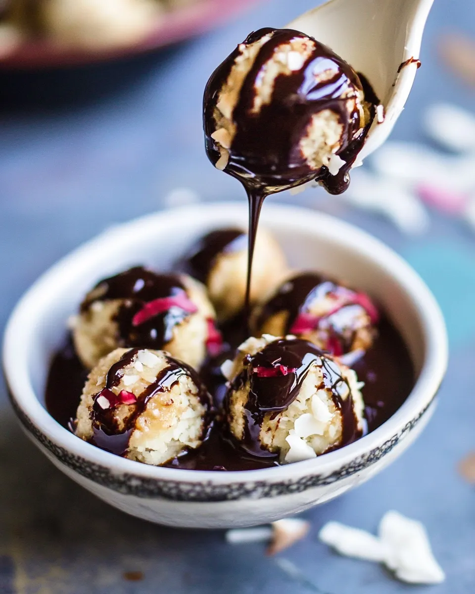 Sweet Sweet Cuban Coconut Balls with Melted Chocolate (Coquito Acaramelado). recipe image