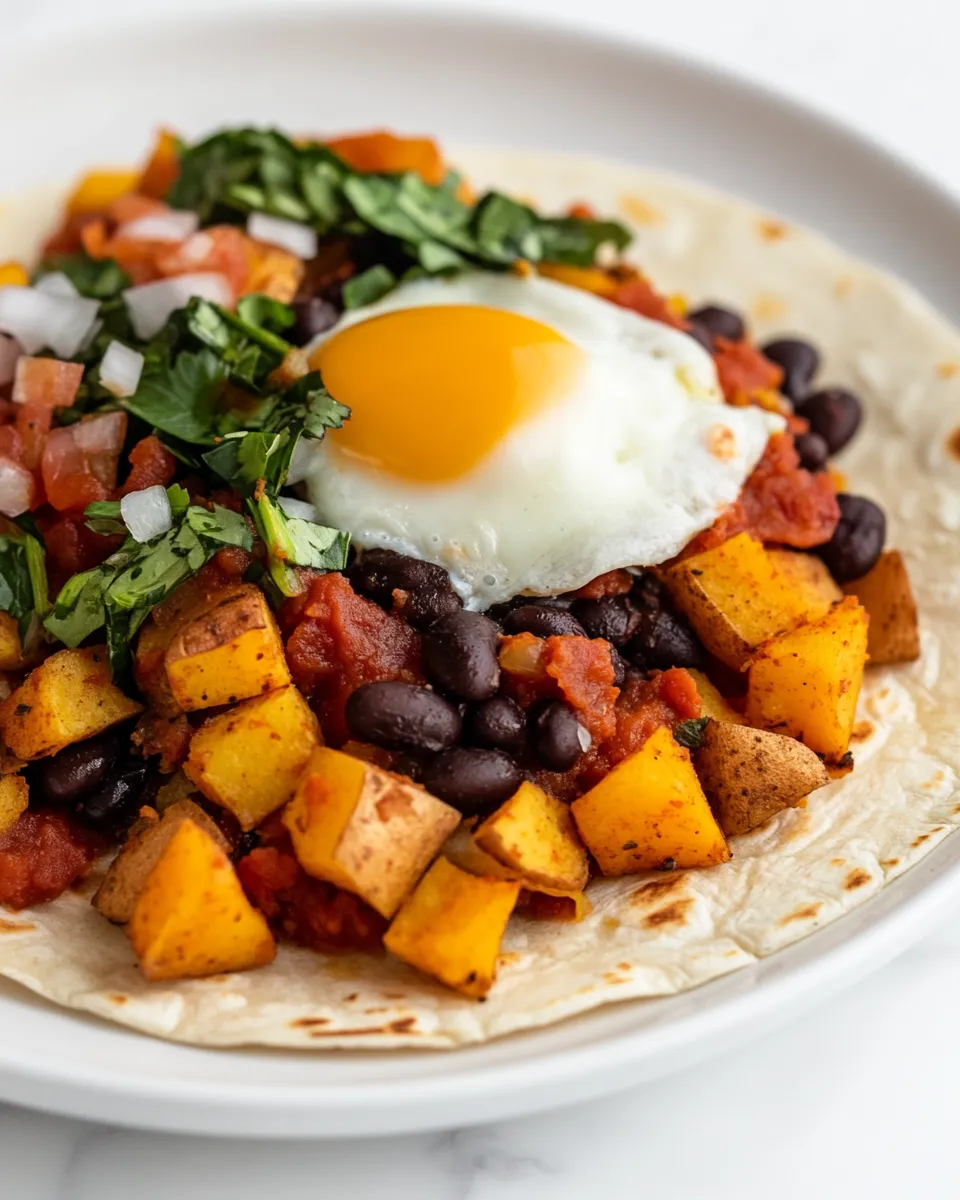 Healthy Sweet Potato Black Bean Breakfast Tacos recipe photo