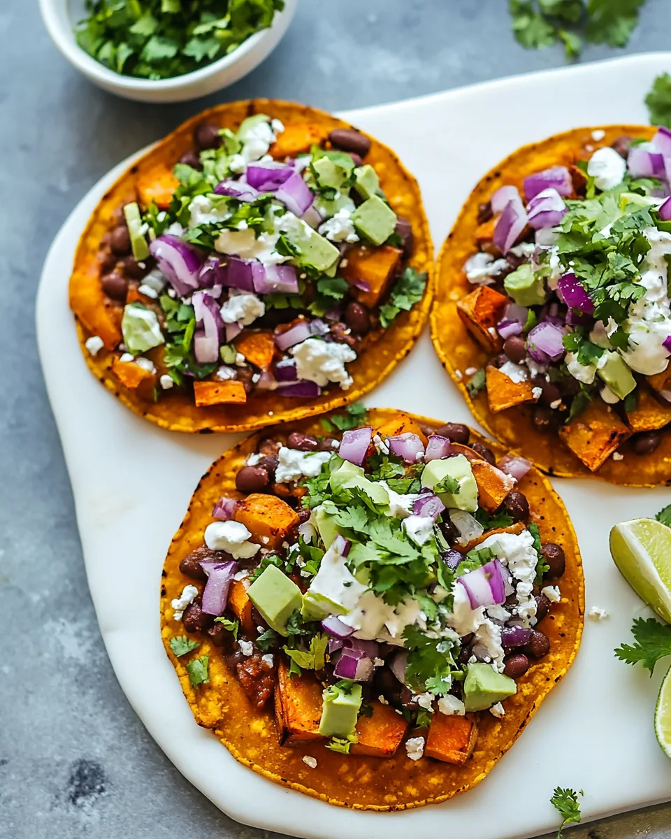 Delicious Sweet Potato Refried Bean Tostadas image