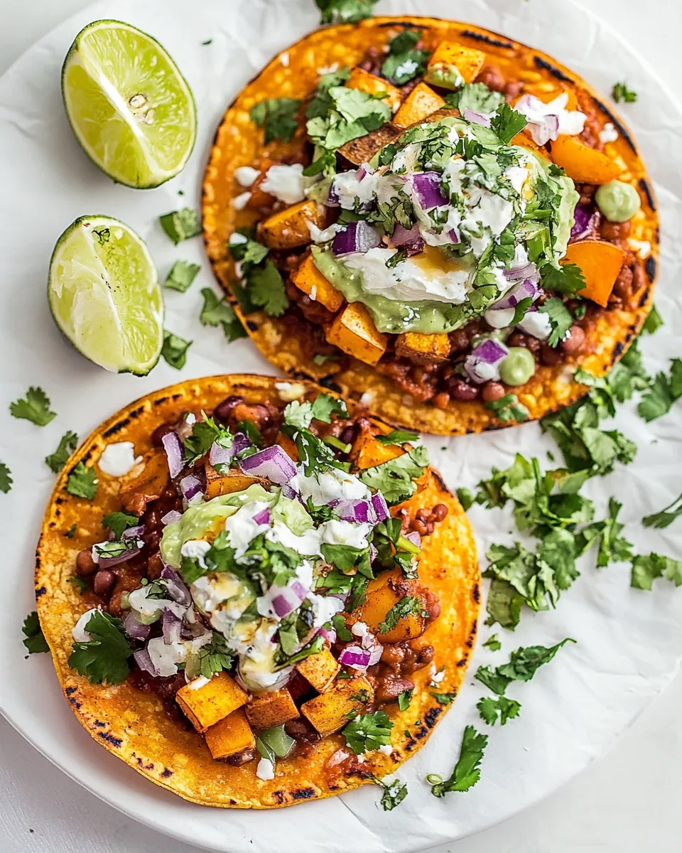 Easy Sweet Potato Refried Bean Tostadas recipe photo