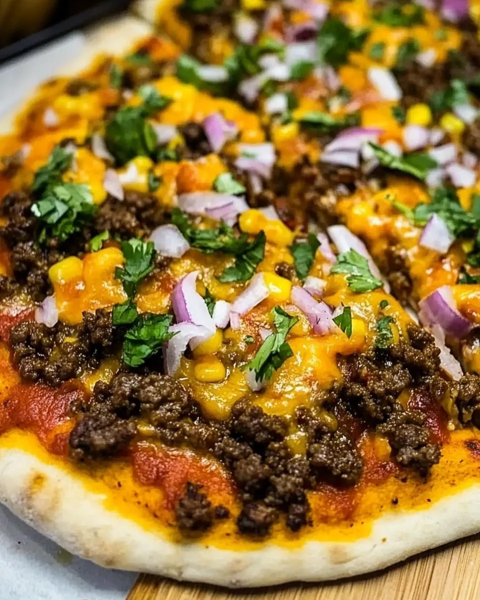 Easy Taco-Style Ground Beef Pizza Recipe shot