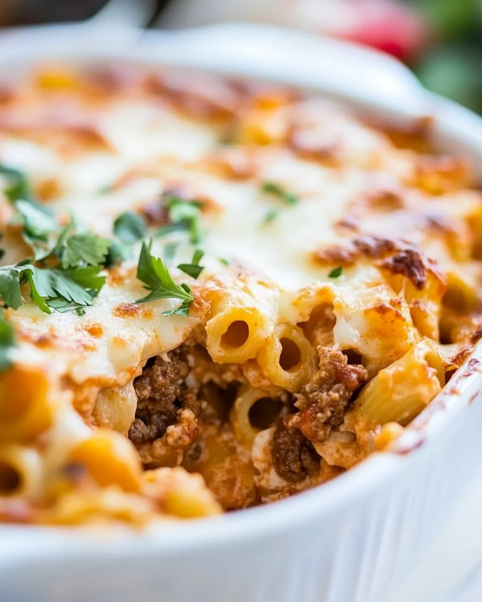 Savory Tex-Mex Meaty Mac n Cheese Casserole shot
