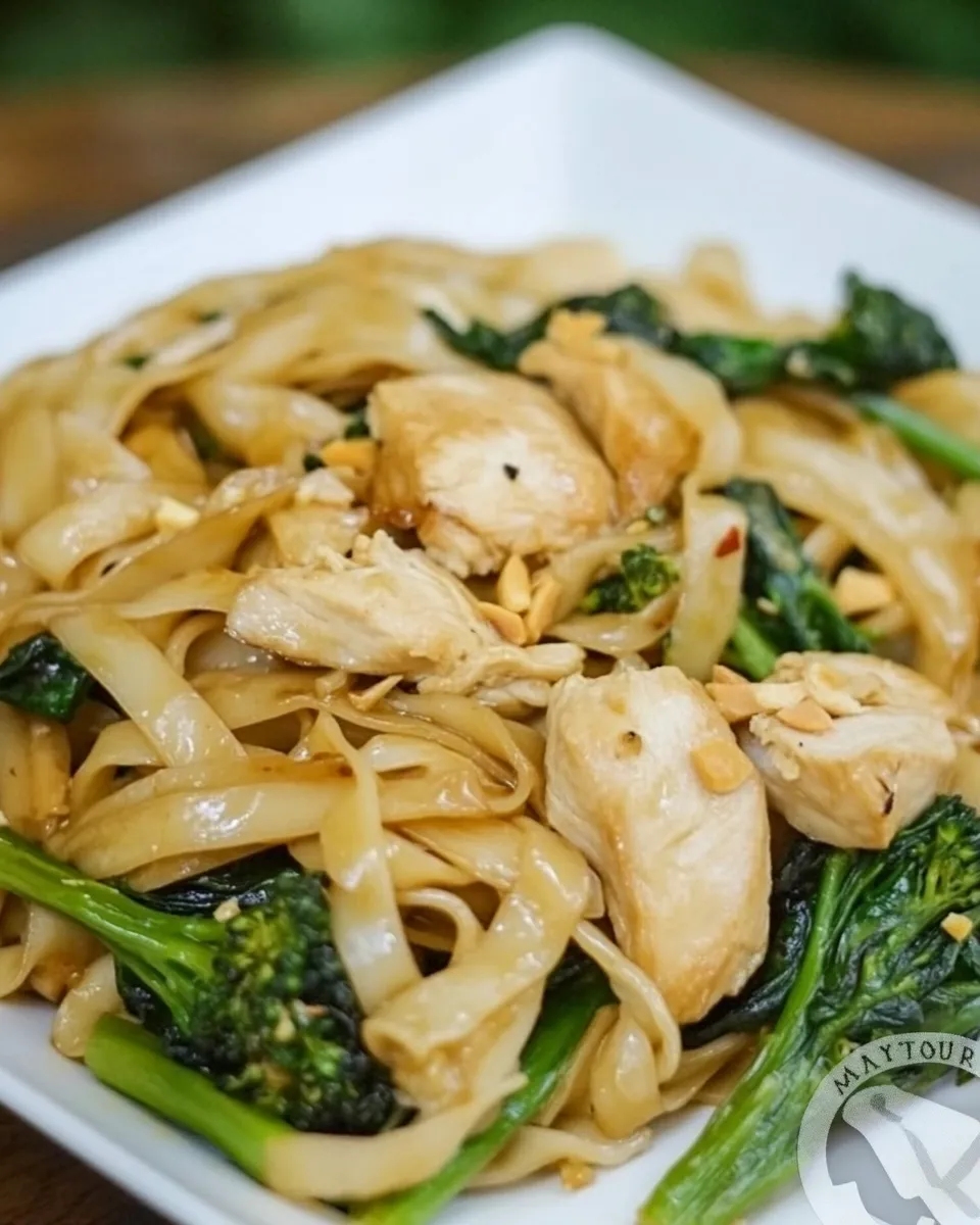 Classic Thai-Style Stir-Fried Noodles with Chicken and Broccolini image