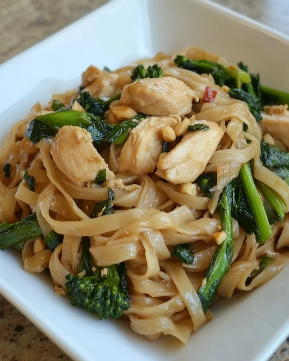 Easy Thai-Style Stir-Fried Noodles with Chicken and Broccolini shot