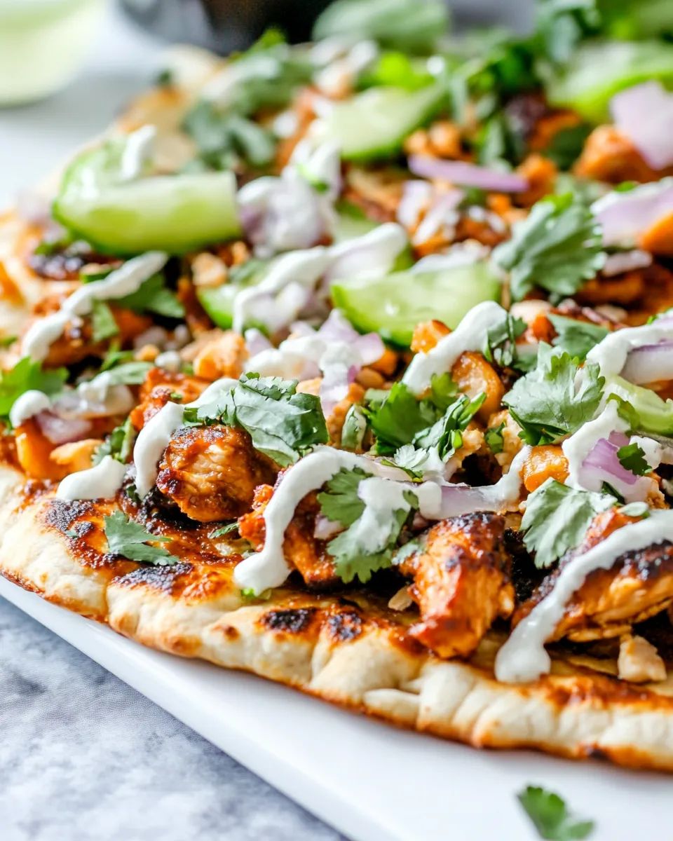 Easy Thai Chicken Flatbread Recipe shot