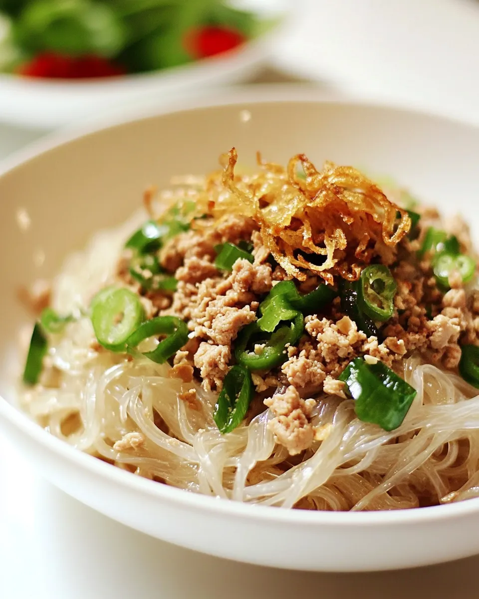 Homemade Thai Noodles with Ground Chicken and Crispy Shallots photo
